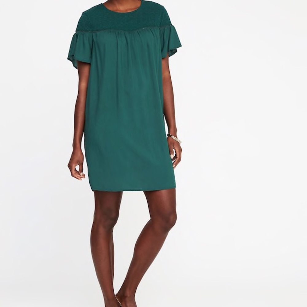 Black lace shift dress